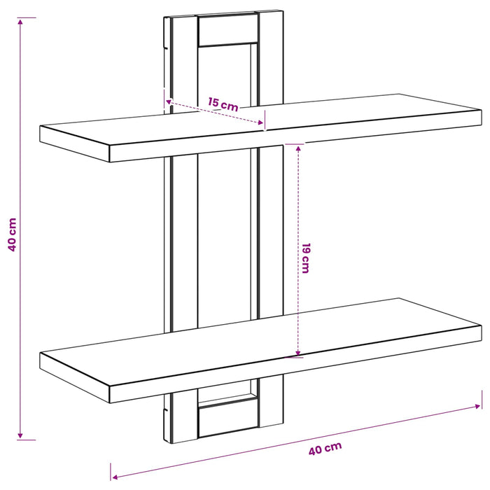 Rafturi suspendate Stejar fumuriu 40 x 15 x 40 cm - WALTI WALTI