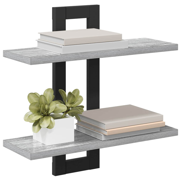 Rafturi suspendate Sonoma gri 40 x 15 x 40 cm Lemn prelucrat - WALTI WALTI
