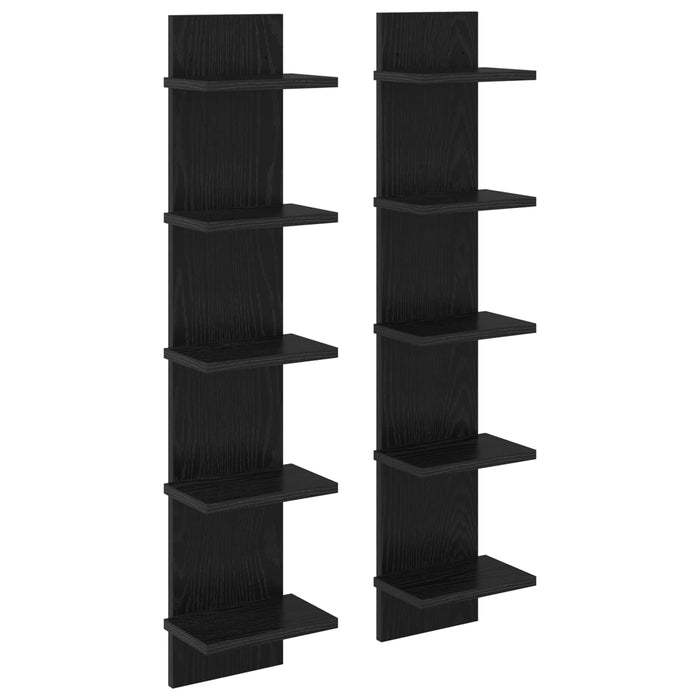 Raft de perete 2 pcs Stejar Negru 22 x 15 x 100 cm WALTI