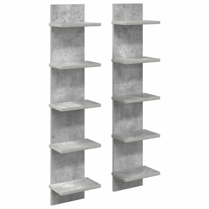 Raft de perete 2 pcs Gri Beton 22 x 15 x 100 cm Lemn prelucrat WALTI