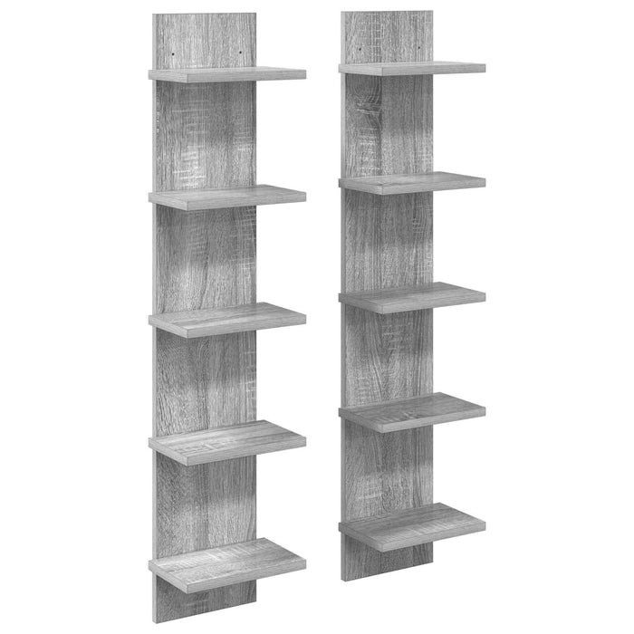 Raft de perete 2 pcs Sonoma gri 22 x 15 x 100 cm Lemn prelucrat WALTI