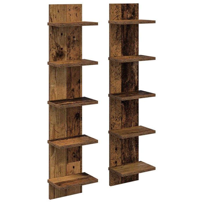 Raft de perete 2 pcs Lemn vechi 22 x 15 x 100 cm Lemn prelucrat WALTI