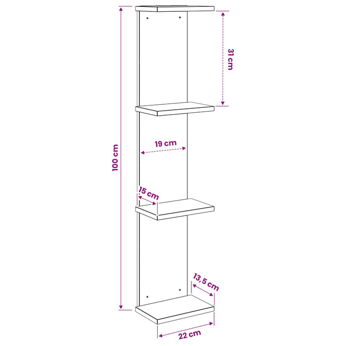 Raft de perete 2 pcs Sonoma gri 22 x 15 x 100 cm Lemn prelucrat - WALTI WALTI