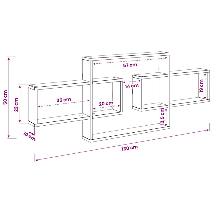 Raft de perete Alb 130 x 10 x 50 cm Lemn prelucrat - WALTI WALTI