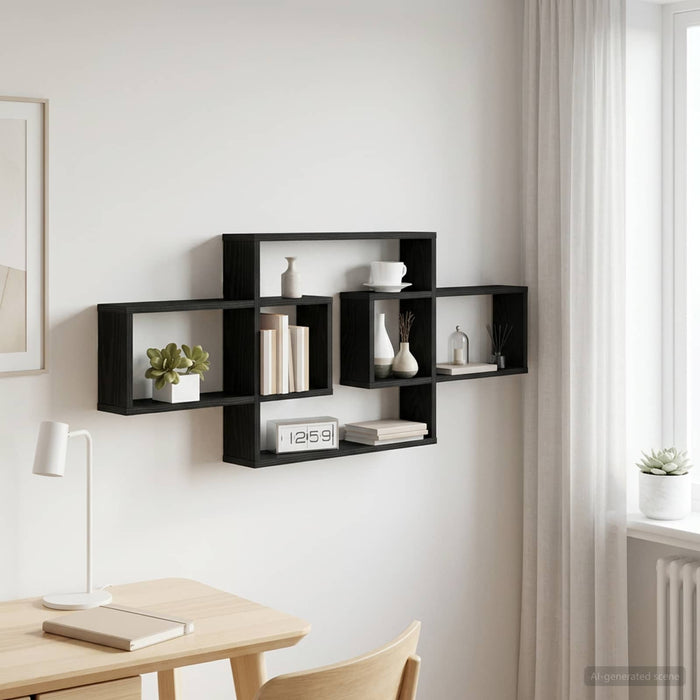 Raft de perete Stejar Negru 130 x 10 x 50 cm Lemn prelucrat - WALTI WALTI