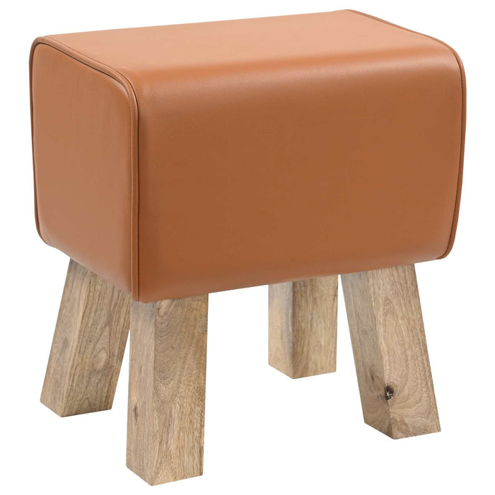 bancă 40 x 30 x 45 cm Piele Naturală Maro WALTI