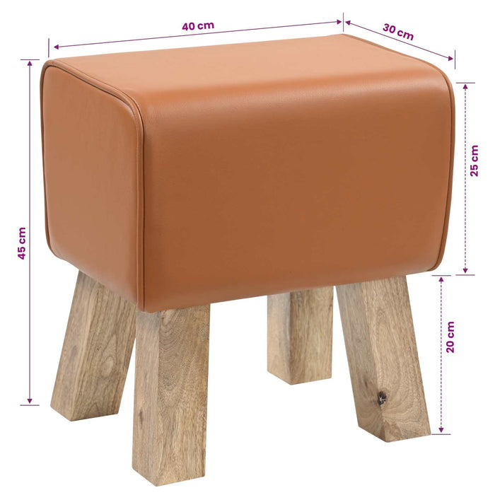 bancă 40 x 30 x 45 cm Piele Naturală Maro WALTI