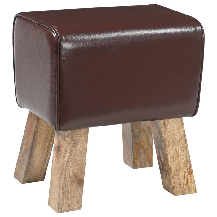 bancă 40 x 30 x 45 cm Piele Naturală Maro închis WALTI