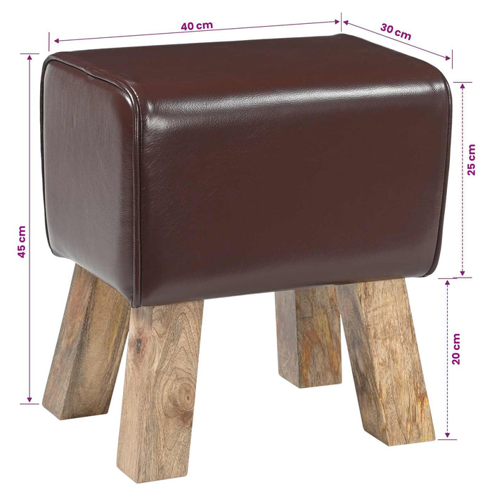 bancă 40 x 30 x 45 cm Piele Naturală Maro închis WALTI
