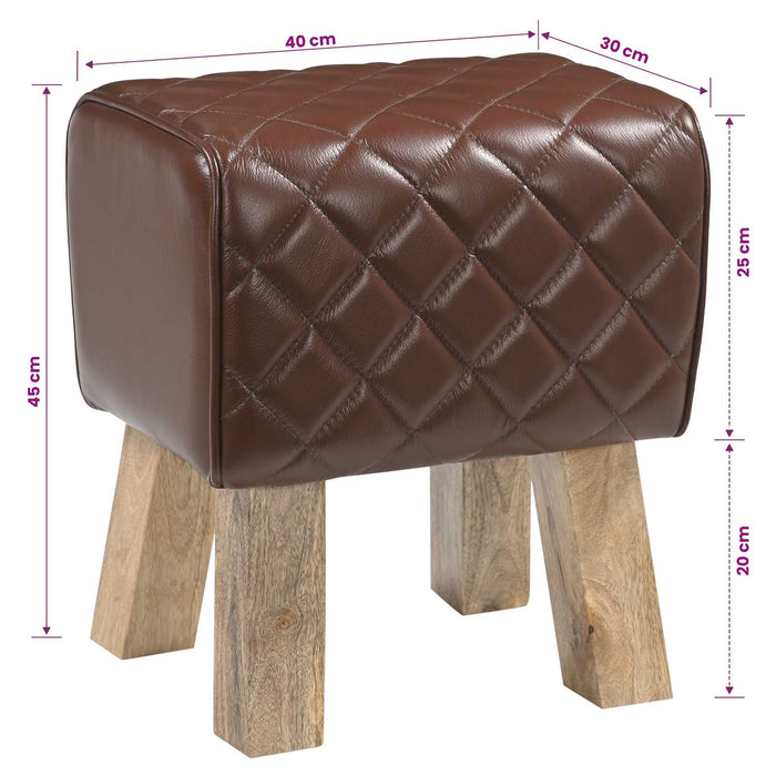 bancă 40 x 30 x 45 cm Piele Naturală Maro diamant WALTI