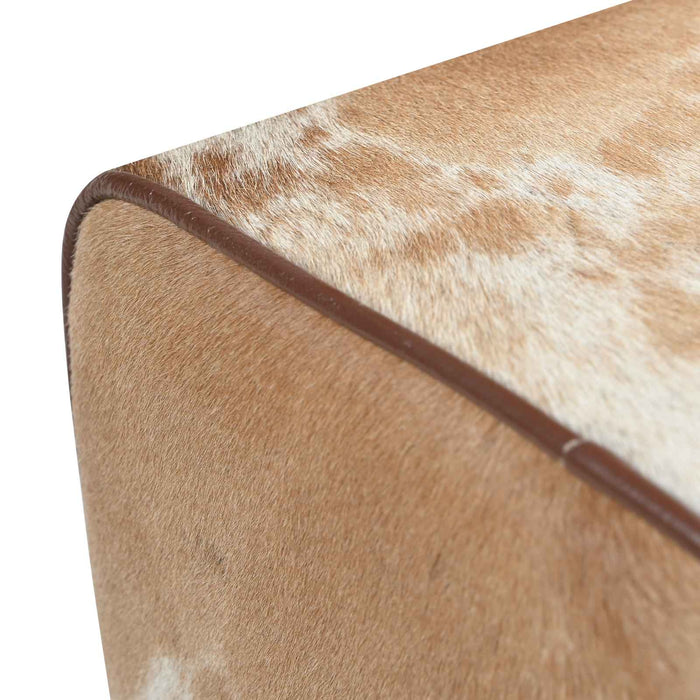 bancă 40 x 30 x 45 cm Piele Naturală Maro și alb WALTI