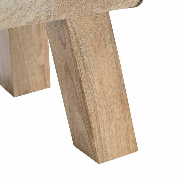 bancă 40 x 30 x 45 cm Piele Naturală Maro și alb WALTI