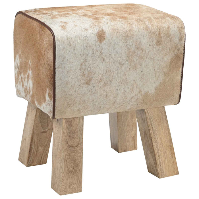 bancă 40 x 30 x 45 cm Piele Naturală Maro și alb WALTI