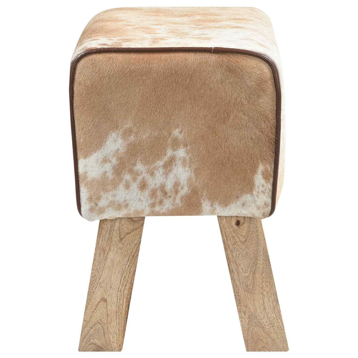 bancă 40 x 30 x 45 cm Piele Naturală Maro și alb WALTI