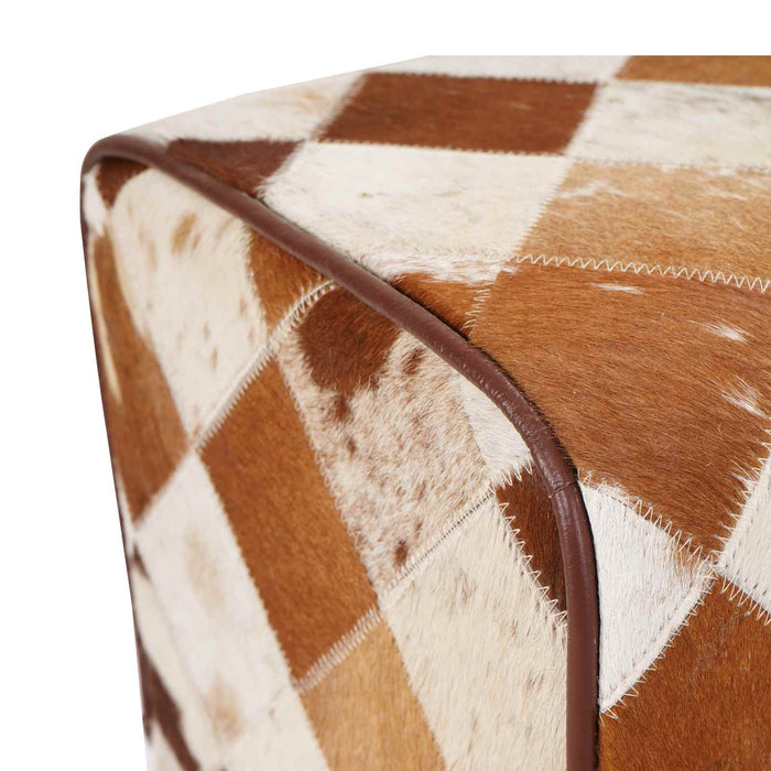 bancă 40 x 30 x 45 cm Piele Naturală Patchwork maro WALTI