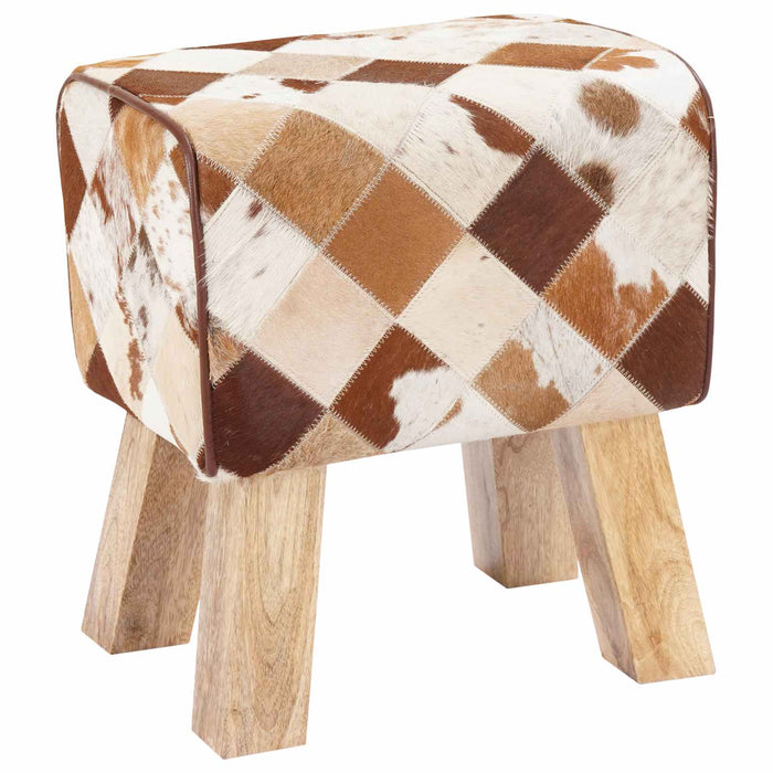 bancă 40 x 30 x 45 cm Piele Naturală Patchwork maro WALTI