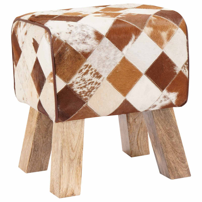 bancă 40 x 30 x 45 cm Piele Naturală Patchwork maro WALTI