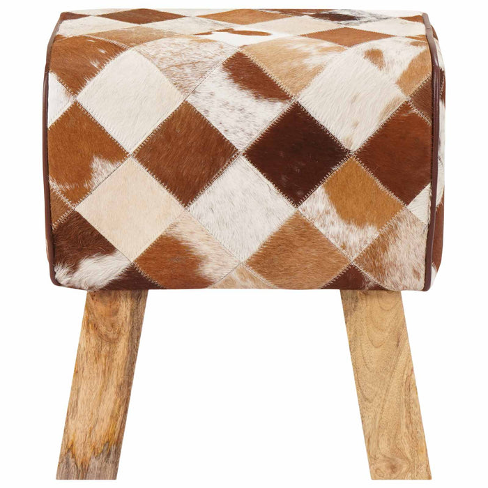 bancă 40 x 30 x 45 cm Piele Naturală Patchwork maro WALTI