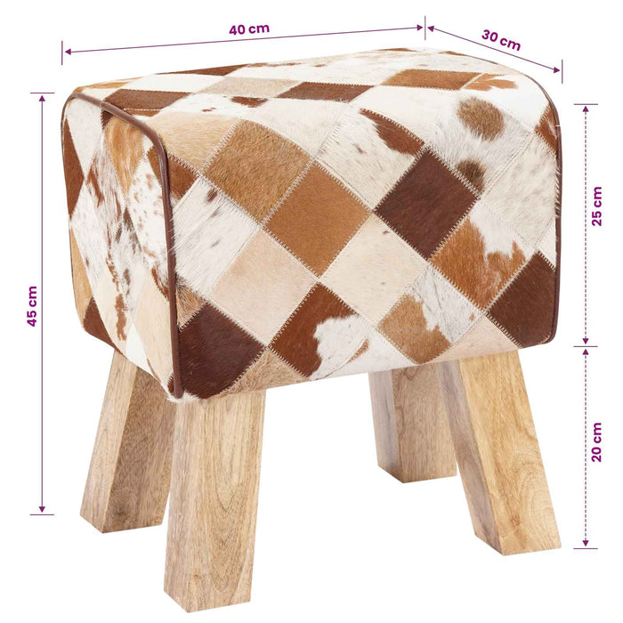 bancă 40 x 30 x 45 cm Piele Naturală Patchwork maro WALTI