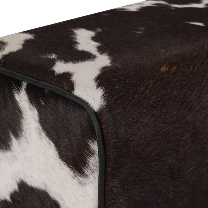 bancă 40 x 30 x 45 cm Piele Naturală Negru și Alb WALTI