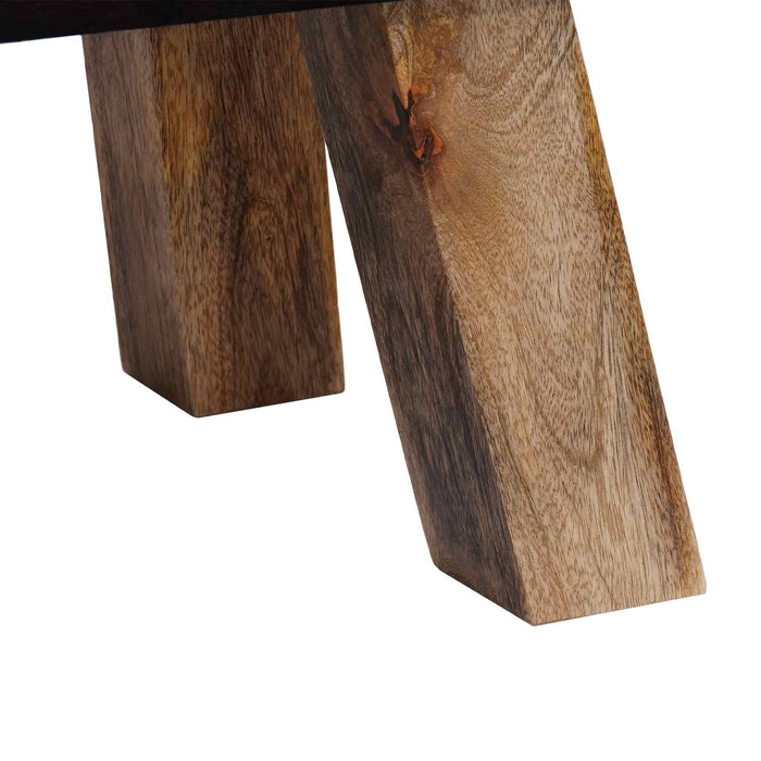 bancă 40 x 30 x 45 cm Piele Naturală Negru și Alb WALTI