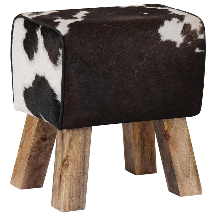 bancă 40 x 30 x 45 cm Piele Naturală Negru și Alb WALTI