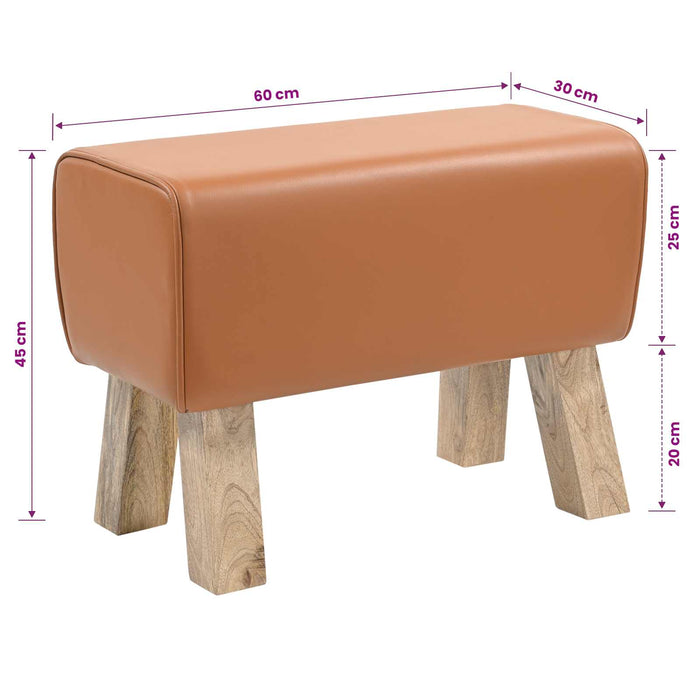 bancă 60 x 30 x 45 cm Piele Naturală Maro WALTI