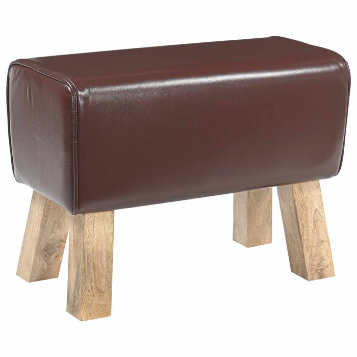 bancă 60 x 30 x 45 cm Piele Naturală Maro închis WALTI
