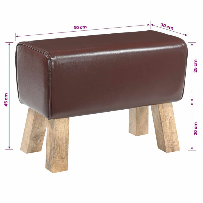 bancă 60 x 30 x 45 cm Piele Naturală Maro închis WALTI
