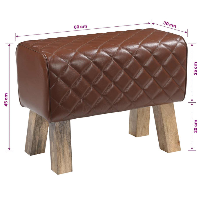 bancă 60 x 30 x 45 cm Piele Naturală Maro diamant WALTI