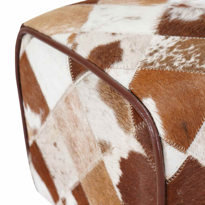 bancă 60 x 30 x 45 cm Piele Naturală Patchwork maro WALTI