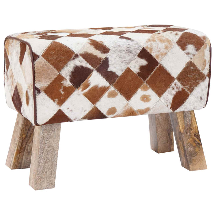 bancă 60 x 30 x 45 cm Piele Naturală Patchwork maro WALTI