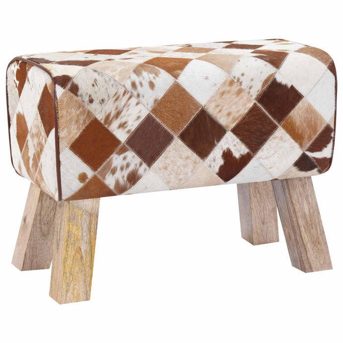 bancă 60 x 30 x 45 cm Piele Naturală Patchwork maro WALTI