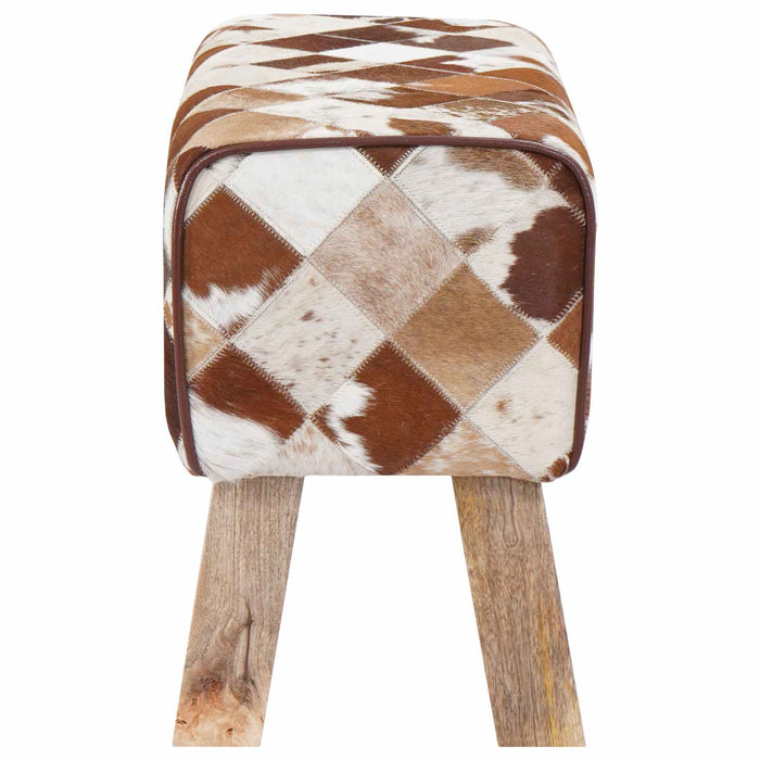 bancă 60 x 30 x 45 cm Piele Naturală Patchwork maro WALTI