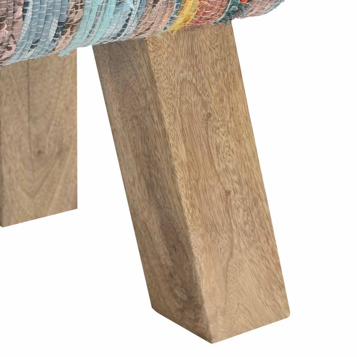 bancă 60 x 30 x 45 cm Piele Naturală Multicolour WALTI
