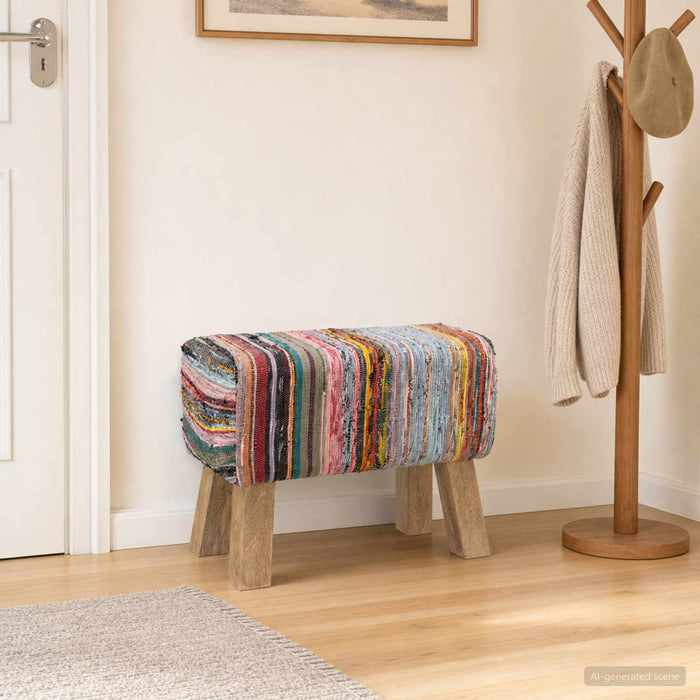 bancă 60 x 30 x 45 cm Piele Naturală Multicolour WALTI