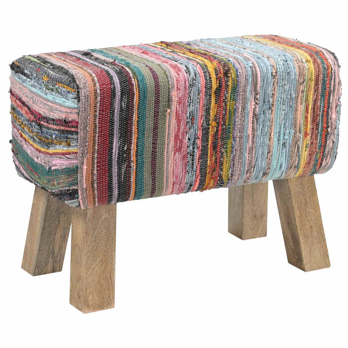 bancă 60 x 30 x 45 cm Piele Naturală Multicolour WALTI