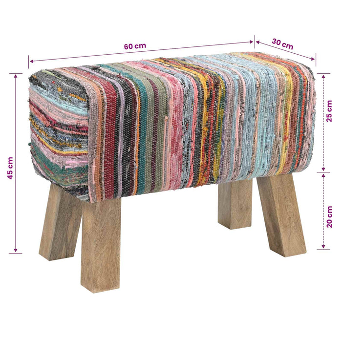 bancă 60 x 30 x 45 cm Piele Naturală Multicolour WALTI