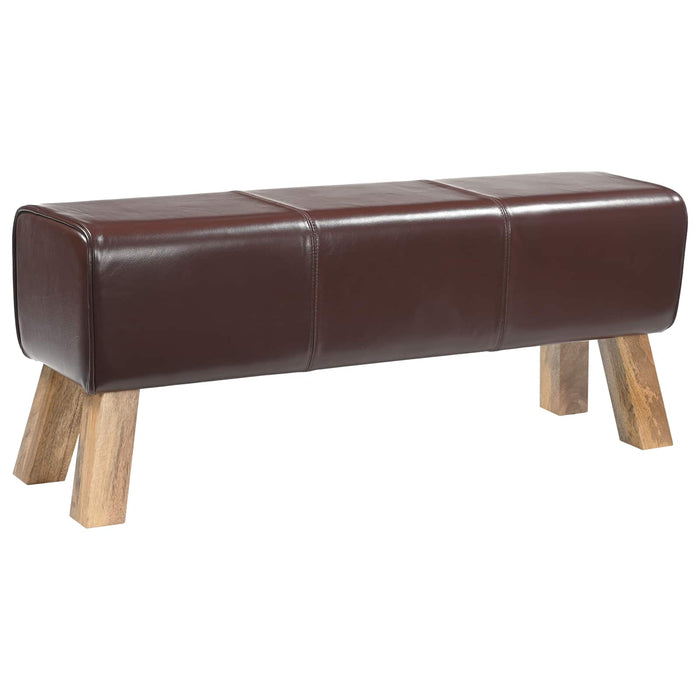 bancă 110 x 30 x 45 cm Piele Naturală Maro închis WALTI
