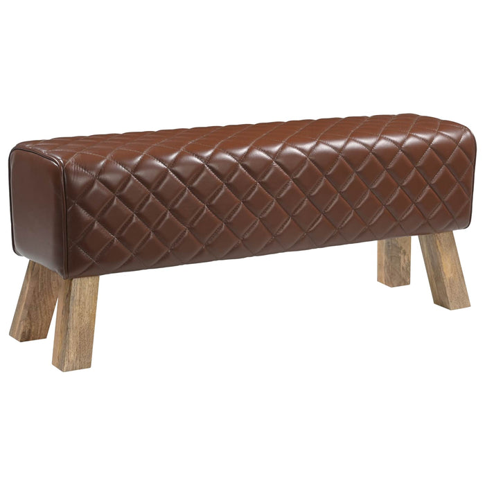 bancă 110 x 30 x 45 cm Piele Naturală Maro diamant WALTI