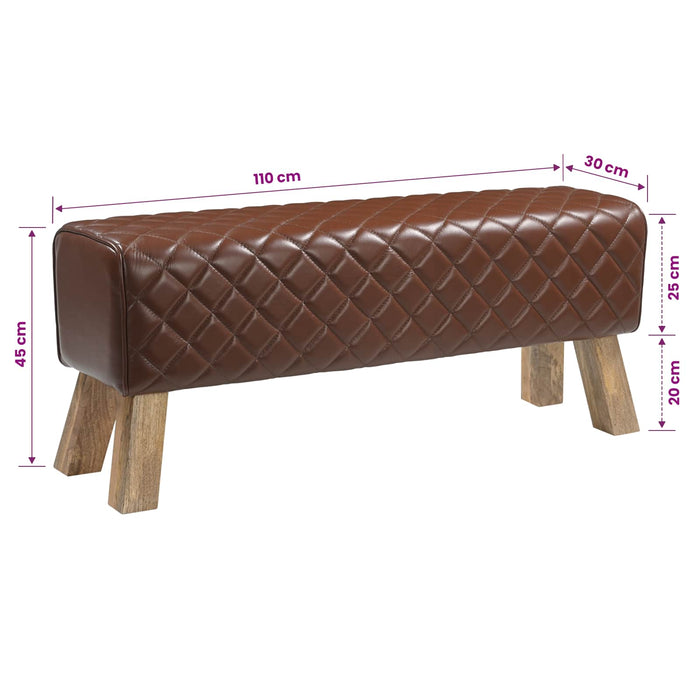 bancă 110 x 30 x 45 cm Piele Naturală Maro diamant WALTI