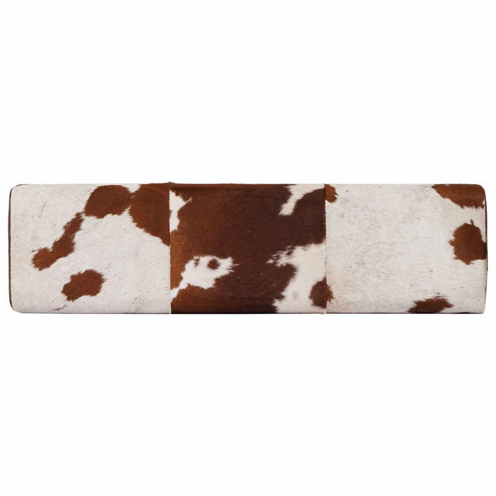 bancă 110 x 30 x 45 cm Piele Naturală Maro și alb WALTI