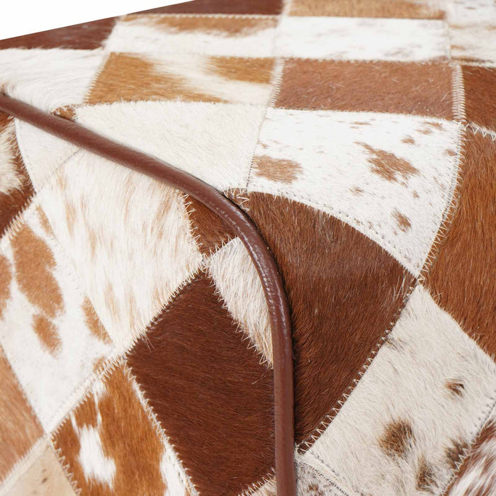 bancă 110 x 30 x 45 cm Piele Naturală Patchwork maro WALTI