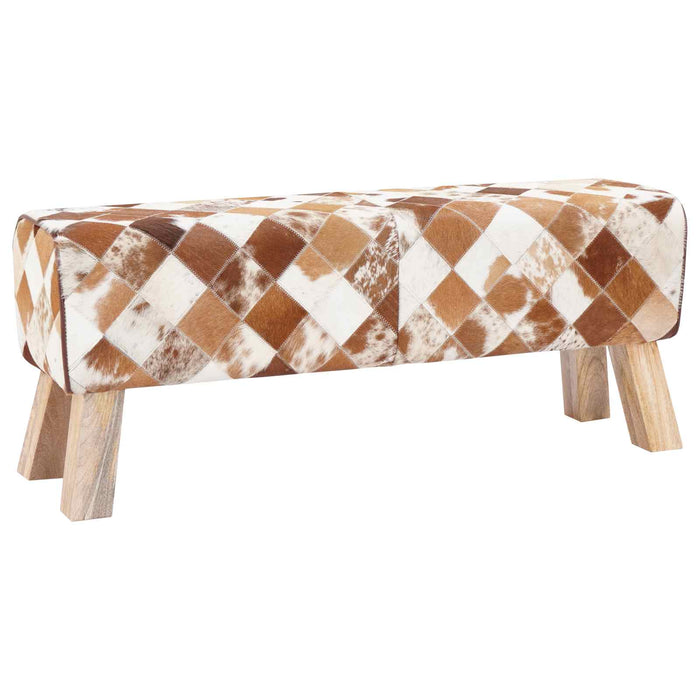 bancă 110 x 30 x 45 cm Piele Naturală Patchwork maro WALTI