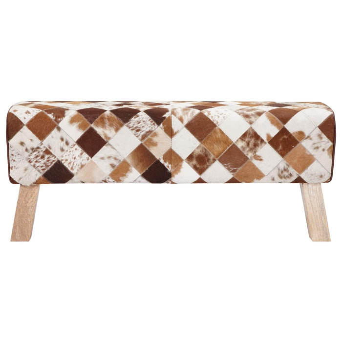 bancă 110 x 30 x 45 cm Piele Naturală Patchwork maro WALTI