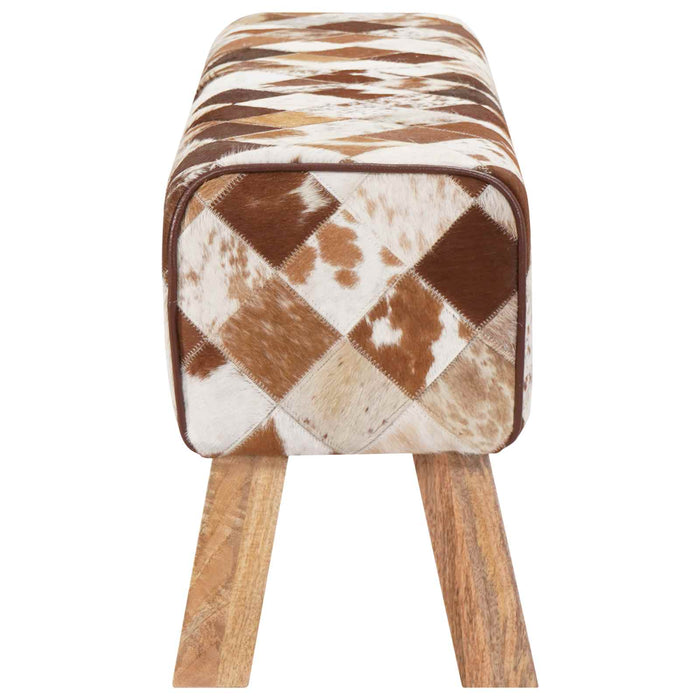 bancă 110 x 30 x 45 cm Piele Naturală Patchwork maro WALTI