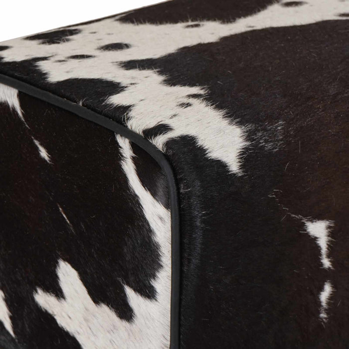 bancă 110 x 30 x 45 cm Piele Naturală Negru și Alb WALTI
