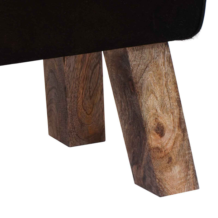 bancă 110 x 30 x 45 cm Piele Naturală Negru și Alb WALTI
