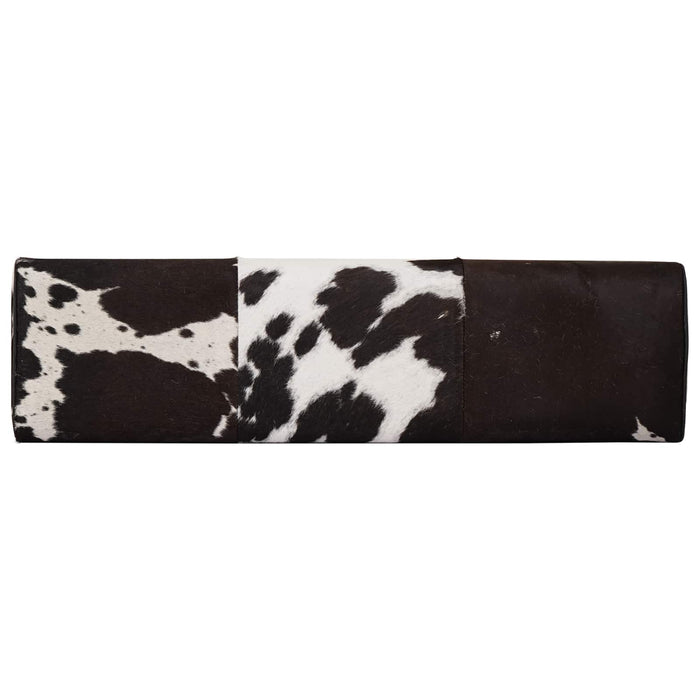 bancă 110 x 30 x 45 cm Piele Naturală Negru și Alb WALTI