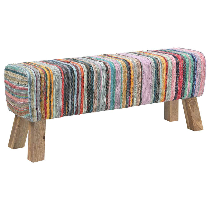 bancă 110 x 30 x 45 cm Piele Naturală Multicolour WALTI
